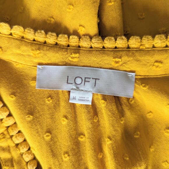 LOFT Swiss Dot Blouse in Mustard Yellow Size M - Picture 6 of 7